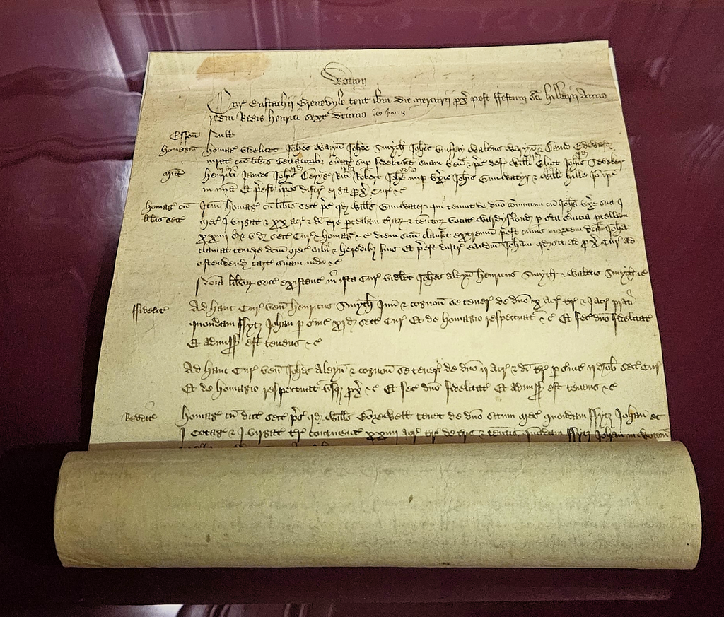 Court roll for the court of Eustace Grenville in Wotton Underwood, Buckinghamshire, 1432