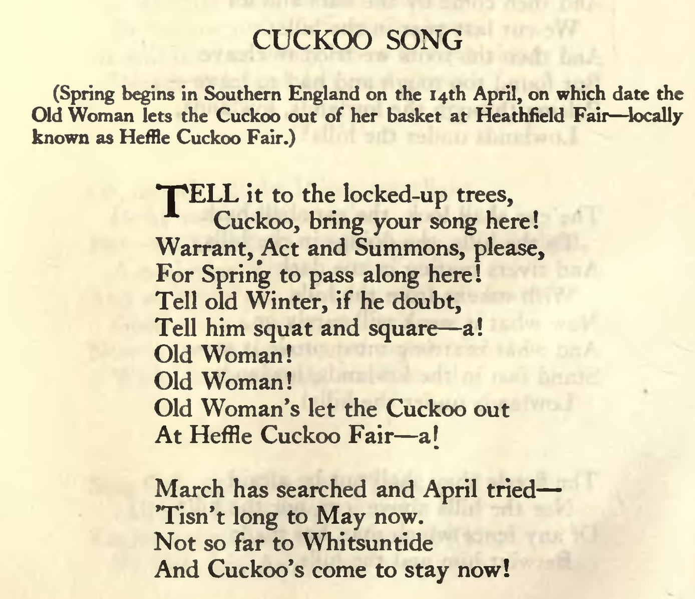 'Cuckoo Song' by Rudyard Kipling